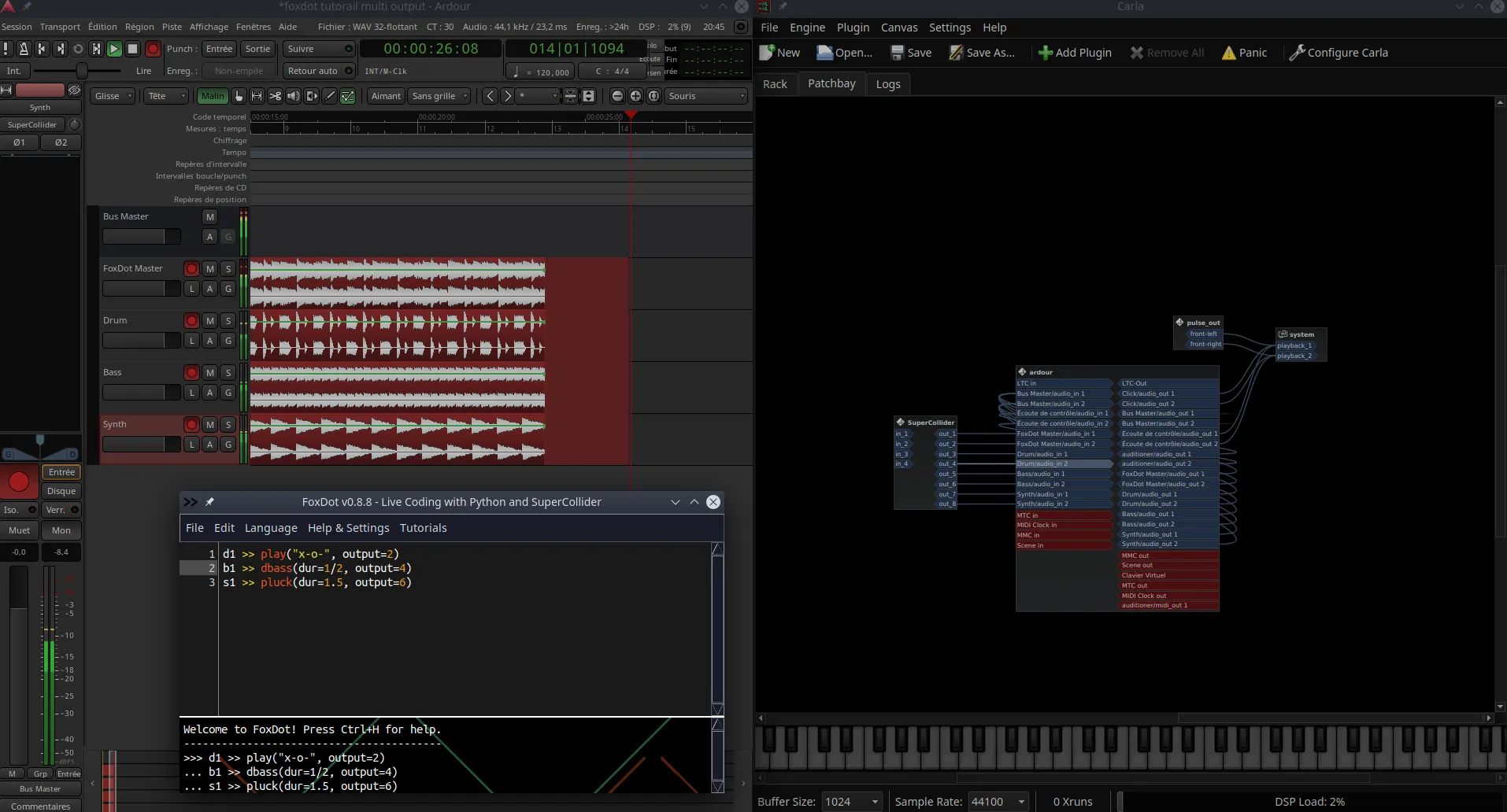 Tutorial - How to record FoxDot multi outputs in a DAW.